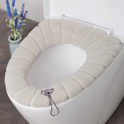 Winter Warm Toilet Seat Cover Washable Bathroom Toilet Pad Cushion With Handle Thicker Soft Mat Knitting Warmer Closestool Mat eprolo