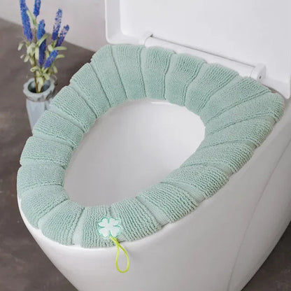 Winter Warm Toilet Seat Cover Washable Bathroom Toilet Pad Cushion With Handle Thicker Soft Mat Knitting Warmer Closestool Mat eprolo