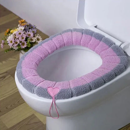 Winter Warm Toilet Seat Cover Washable Bathroom Toilet Pad Cushion With Handle Thicker Soft Mat Knitting Warmer Closestool Mat eprolo