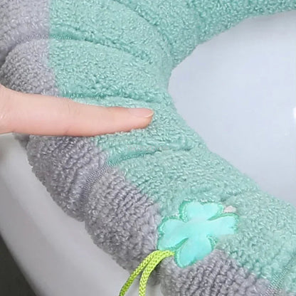 Winter Warm Toilet Seat Cover Washable Bathroom Toilet Pad Cushion With Handle Thicker Soft Mat Knitting Warmer Closestool Mat eprolo