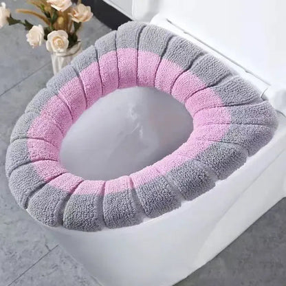 Winter Warmer Toilet Seat Cover Mat Bathroom Toilet Pad Cushion with Handle Thicker Soft Washable Closestool Warmer Accessories eprolo