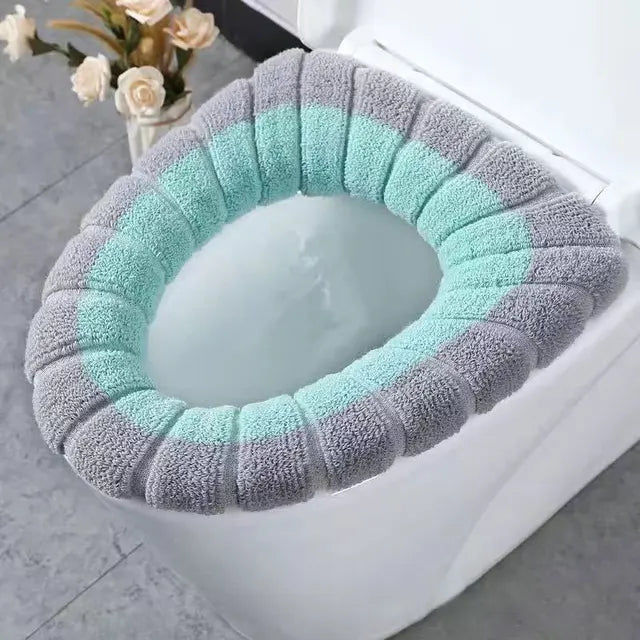 Winter Warmer Toilet Seat Cover Mat Bathroom Toilet Pad Cushion with Handle Thicker Soft Washable Closestool Warmer Accessories eprolo