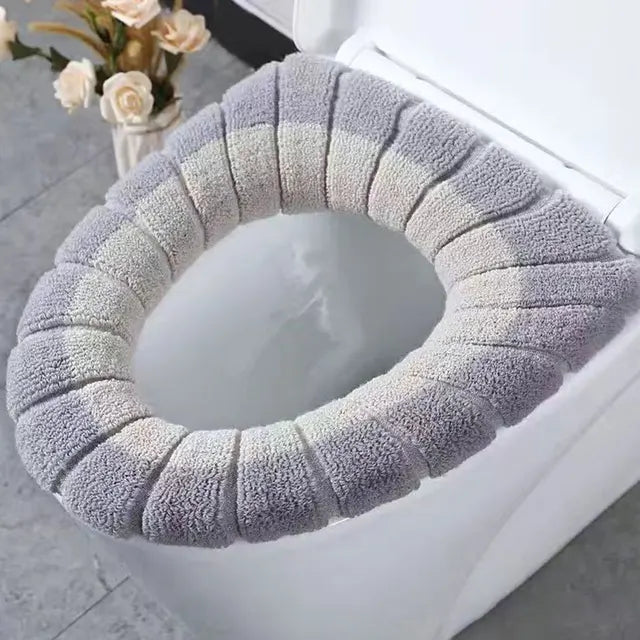 Winter Warmer Toilet Seat Cover Mat Bathroom Toilet Pad Cushion with Handle Thicker Soft Washable Closestool Warmer Accessories eprolo