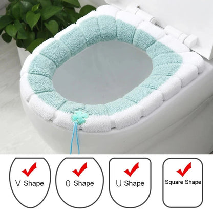 Winter Warmer Toilet Seat Cover Mat Bathroom Toilet Pad Cushion with Handle Thicker Soft Washable Closestool Warmer Accessories eprolo