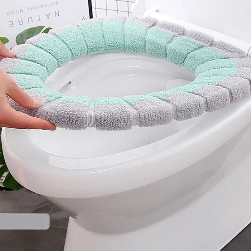 Winter Warmer Toilet Seat Cover Mat Bathroom Toilet Pad Cushion with Handle Thicker Soft Washable Closestool Warmer Accessories eprolo