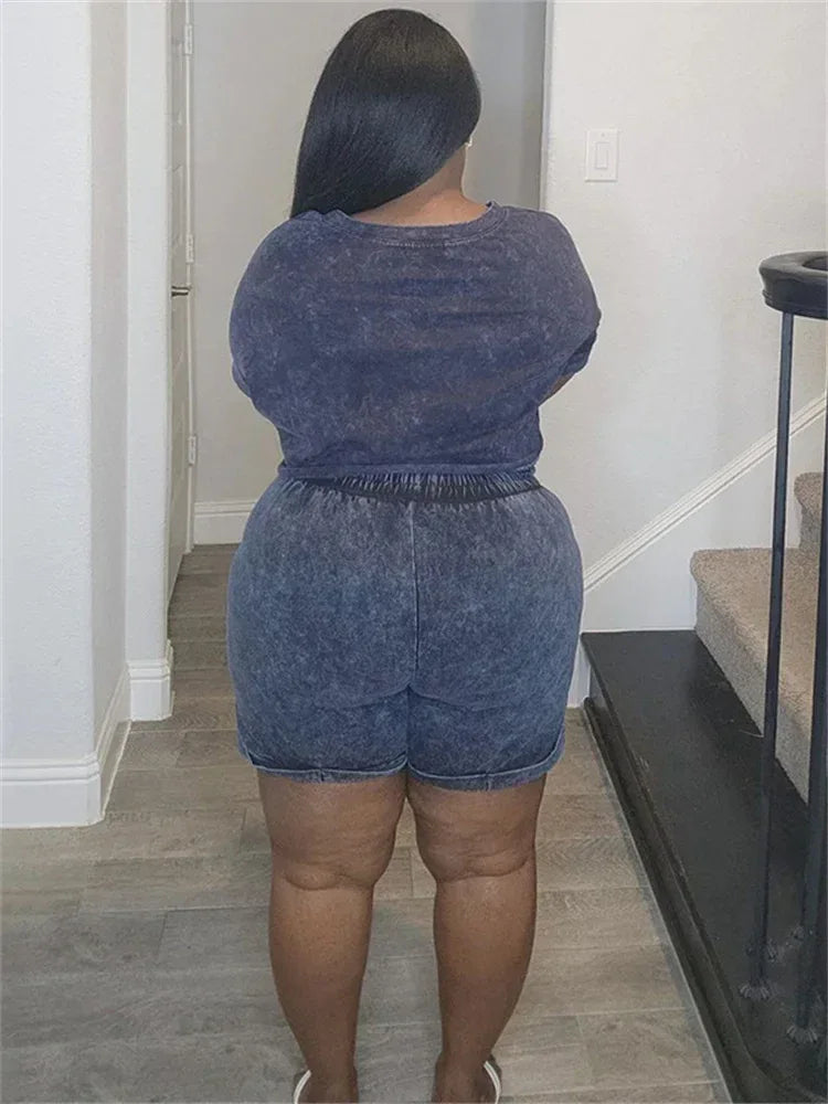 Plus Size Casual Two-Piece Set - Solid Top & Shorts by Wmstar - Shello's Creative Boutique