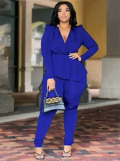 Plus Size Office Two-Piece Set - Top & Leggings by Wmstar - Shello's Creative Boutique