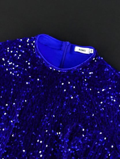 Women Dress Velvet Shiny Glitter Sequin Long Sleeves Feather Tassel Package Hip Celebrate Occasion Birthday African Plus Size eprolo