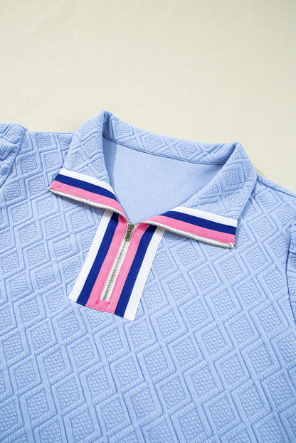 Beau Blue Striped Collared Checkered Textured Plus Size Dress - Classic Stripes with a Bold Twist! - Shello's Creative Boutique