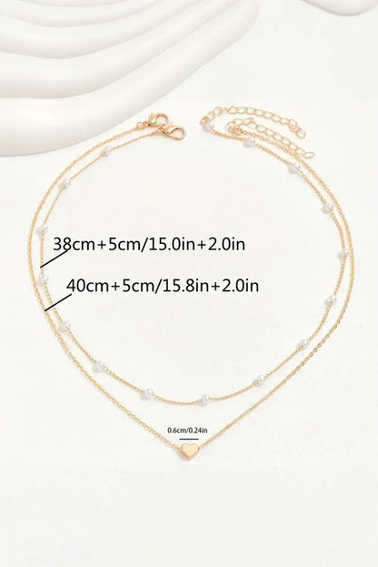 Gold Pearl Heart Chain Necklace – Elegant Pendant Jewelry for Women - Shello's Creative Boutique