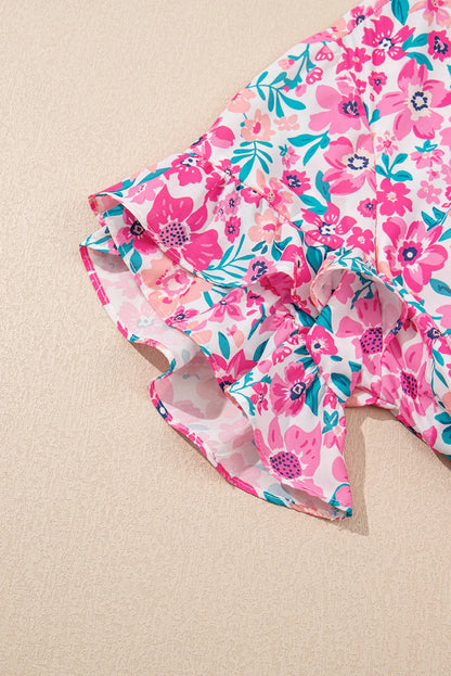 Plus Size Floral Print Ruffle Short Sleeve Flare Dress - Boho Elegance Meets Effortless Style! - Shello's Creative Boutique