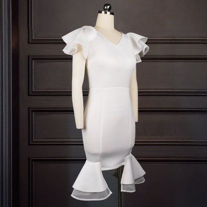 Plus Size White Evening Gown - Elegant Party Dress - Shello's Creative Boutique