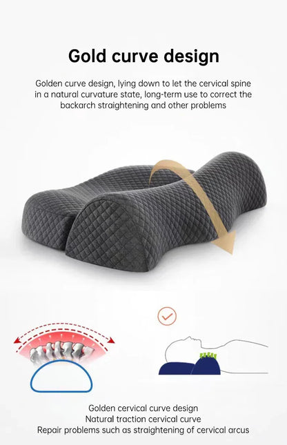 Bed Side Sleeping Pillow Neck Pain Relief Ergonomic Cervical Memory Foam Pillow - Shello's Creative Boutique