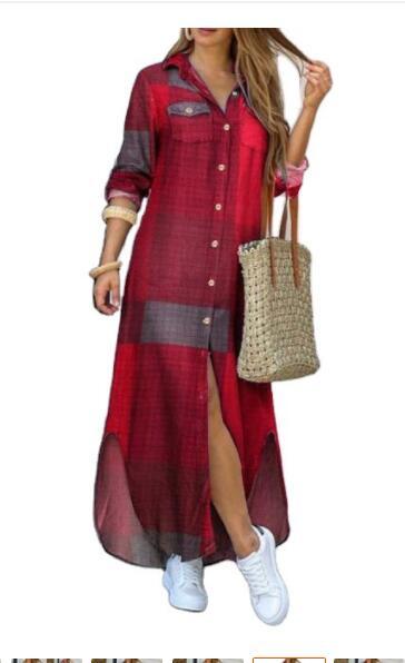 Women's printed single-breasted long dress dress Shello Creative Boutique