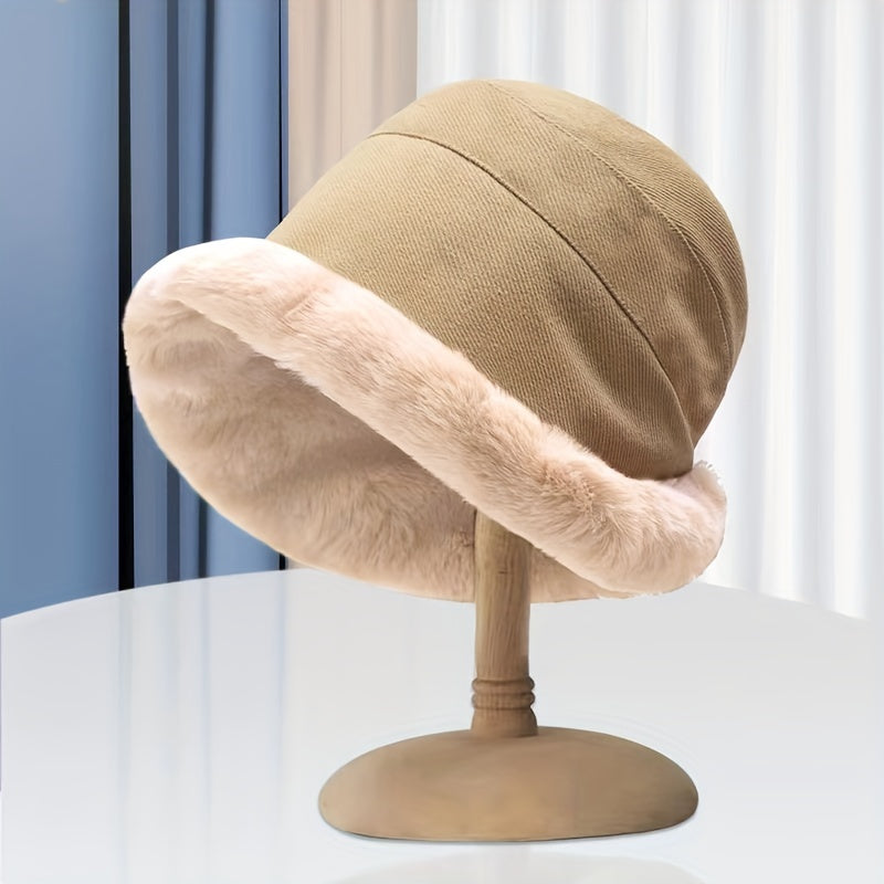 Winter Thermal Bucket Hat, Faux Fur Plush Thickened Ear Protection Fisherman Warmer Hat For Women Xmas Gift Shello's Creative Boutique