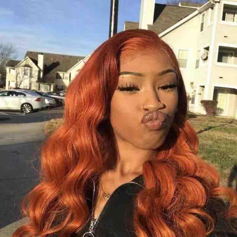 Dark Orange Wig - European & American Style Smooth Hair Set - Shello's Creative Boutique