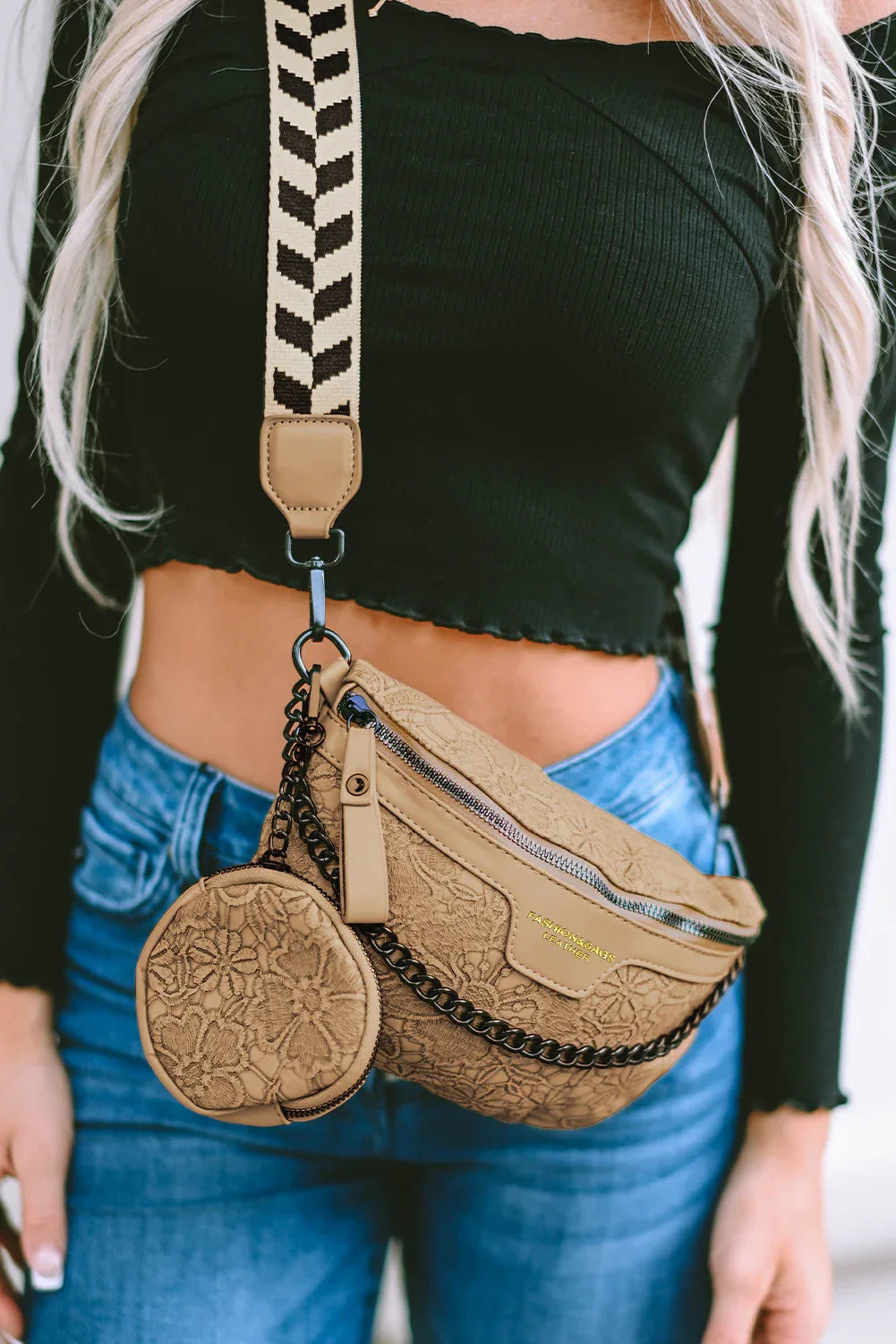 Black Colourblock Strap Crossbody Bag With Coin Purse - Shello's Creative Boutique