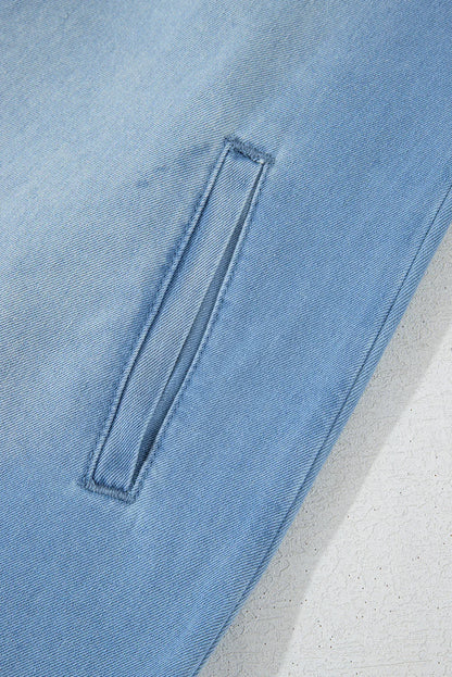 Beau Blue Denim Shirt Dress - Washed Raw Hem Casual Dress - Shello's Creative Boutique