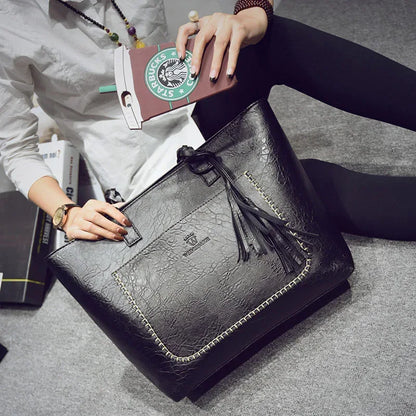Women Messenger Bags With Tassel Large Capacity PU Leather - Shello's Creative Boutique