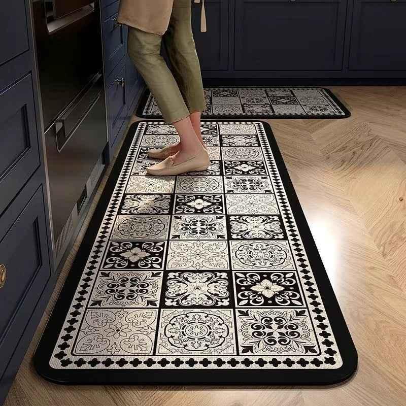 Vintage Kitchen Floor Mat - Crystal Velvet Water Absorbent Non-Slip Rug - Shello's Creative Boutique