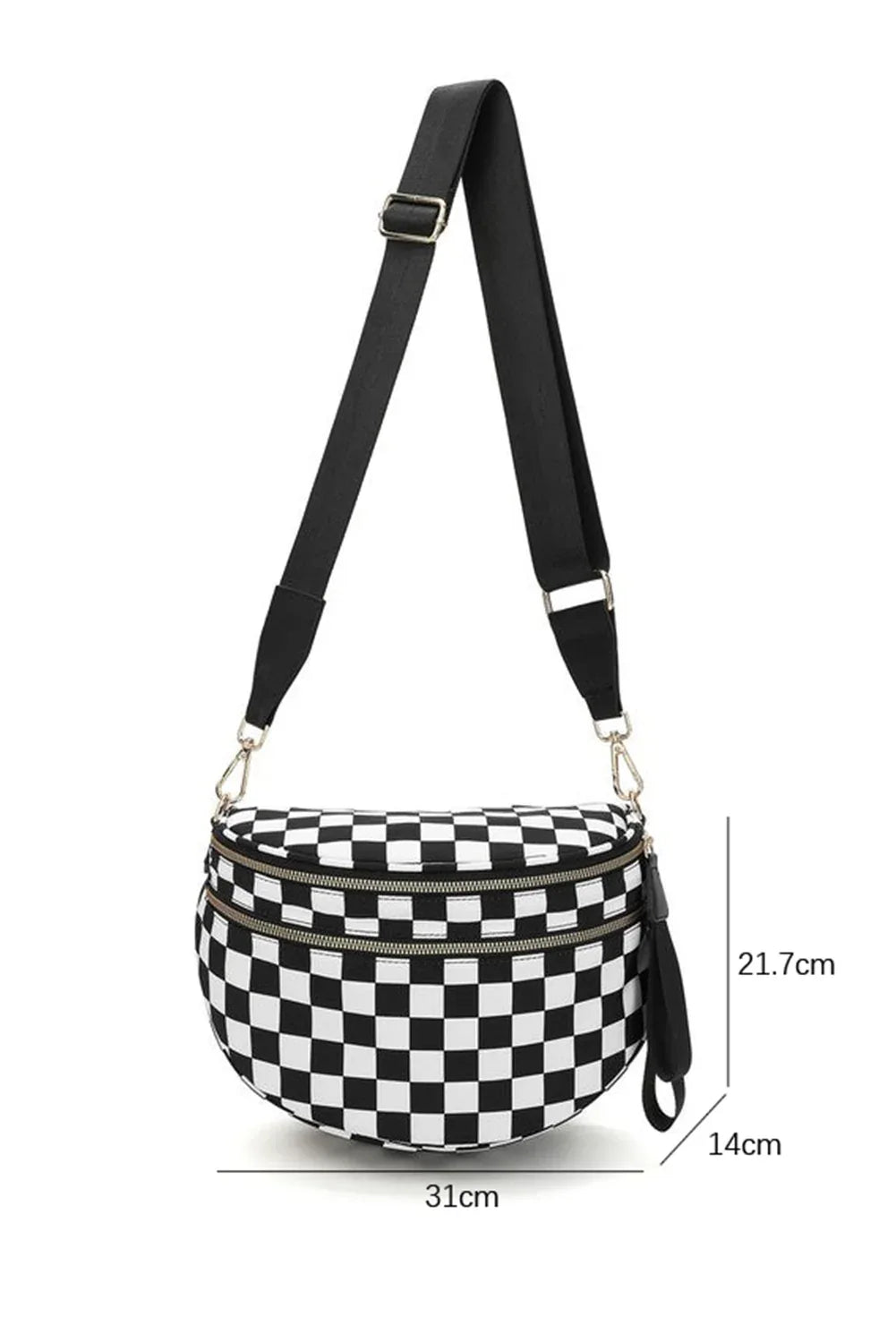 Chestnut Checkered Print Wide Strap Large Crossbody Bag - Shello's Creative Boutique