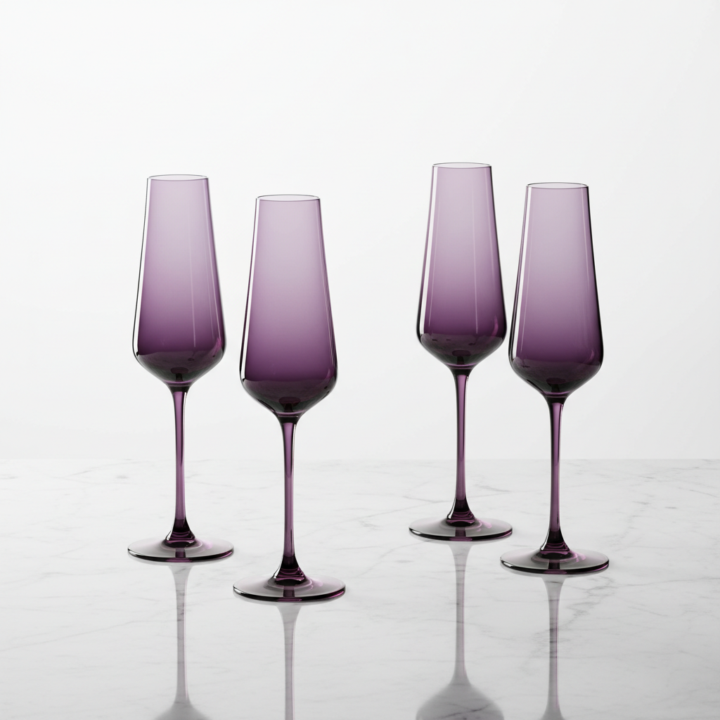 Purple Crystal Champagne Goblet Set – Nordic Style Wine Glasses - Shello's Creative Boutique