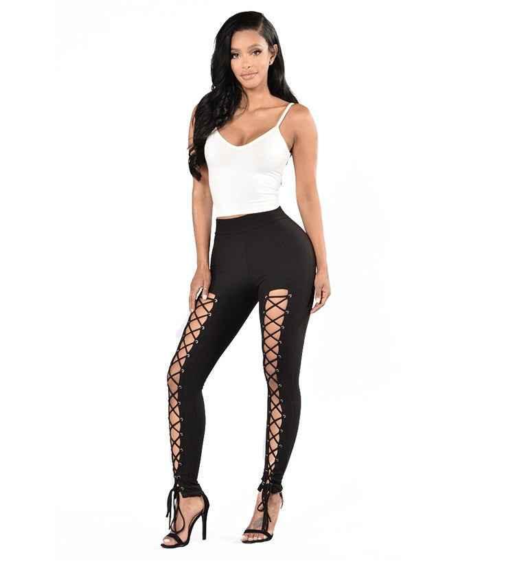 High-Waist Cropped Leggings - Cross-Strap Stretch Leggings for Women - Shello's Creative Boutique