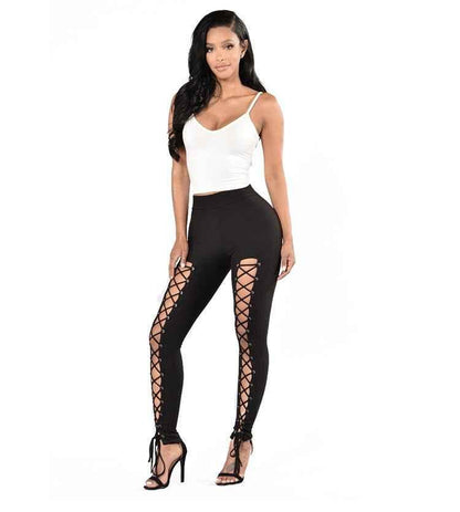 High-Waist Cropped Leggings - Cross-Strap Stretch Leggings for Women - Shello's Creative Boutique