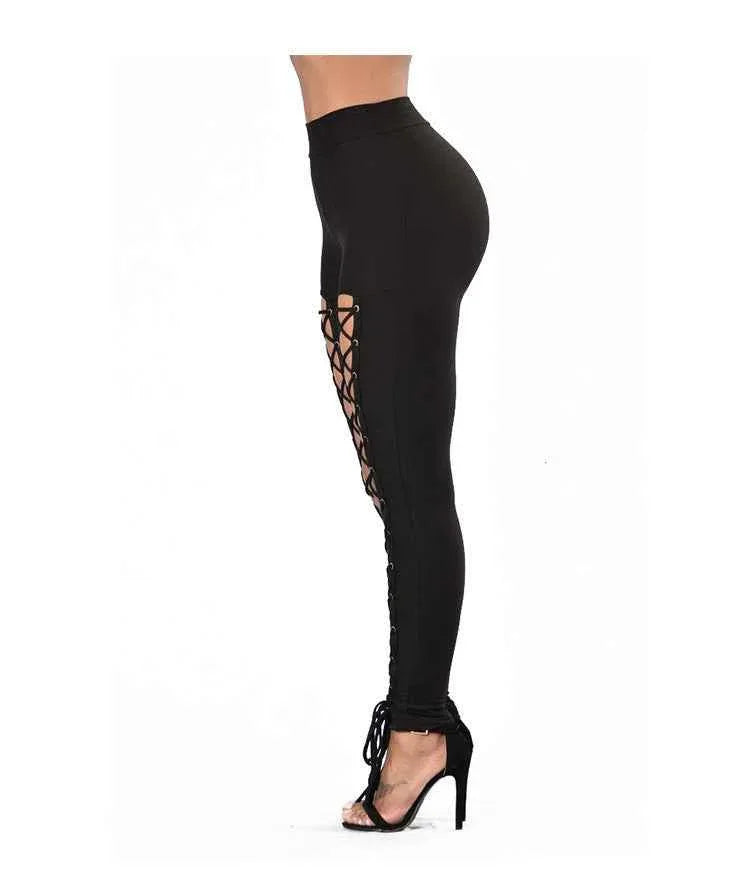 High-Waist Cropped Leggings - Cross-Strap Stretch Leggings for Women - Shello's Creative Boutique