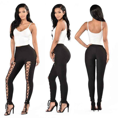 High-Waist Cropped Leggings - Cross-Strap Stretch Leggings for Women - Shello's Creative Boutique