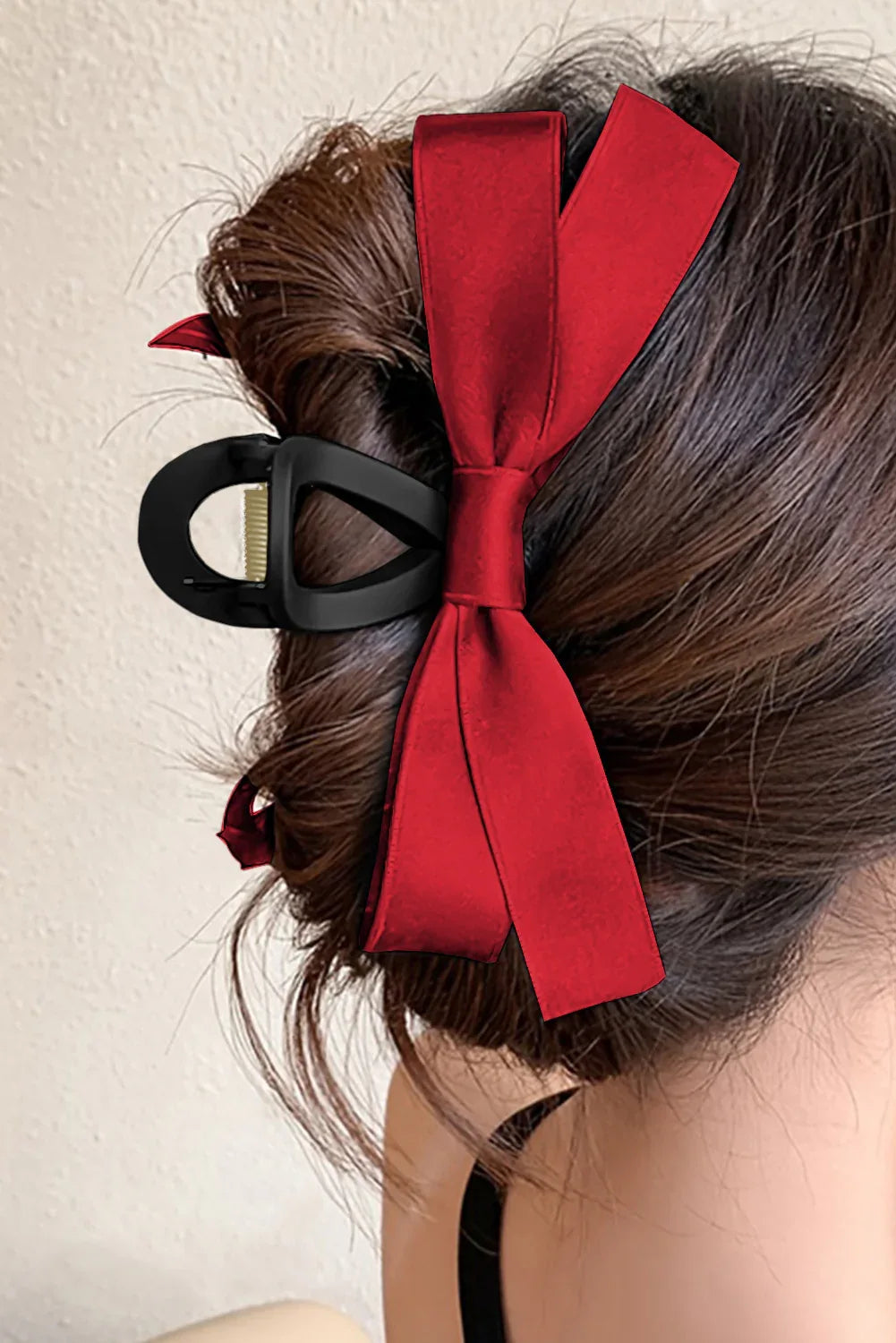 White Solid Color Ribbon Bow Decor Hair Clip – Elegant Viscose Hair Accessory for Women - Shello's Creative Boutique