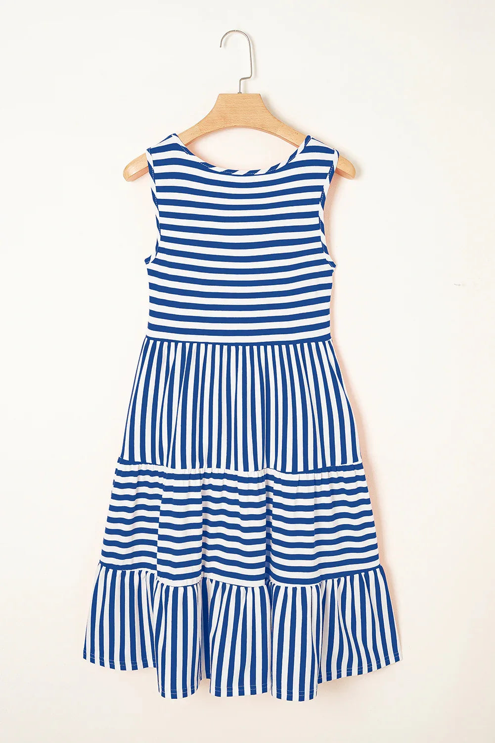 Rose Stripe U Neck Sleeveless Loose Fit Mini Dress - Shello's Creative Boutique