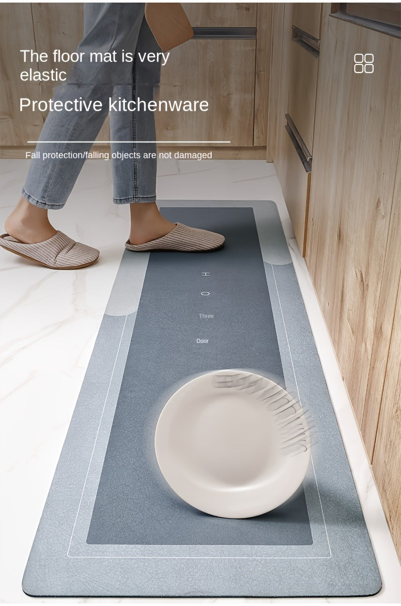 Crystal Velvet Kitchen Floor Mat - Non-Slip Oil-Absorbent Carpet for Bathroom & Living Room