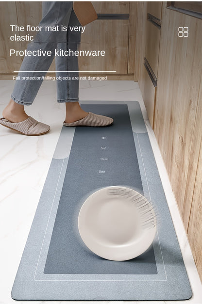 Crystal Velvet Kitchen Floor Mat - Non-Slip Oil-Absorbent Carpet for Bathroom & Living Room