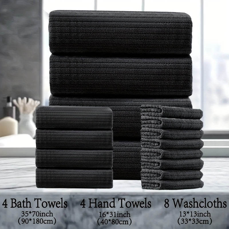 16 Piece Microfiber Bath Towel Set - Quick-Dry & Absorbent