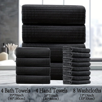 16 Piece Microfiber Bath Towel Set - Quick-Dry & Absorbent