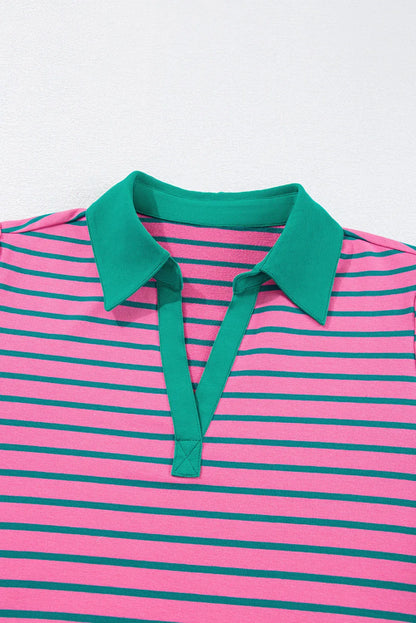 Rose Stripe Collared Puff Sleeve Dress - Playful, Chic, and Perfect for Any Occasion! - Shello's Creative Boutique