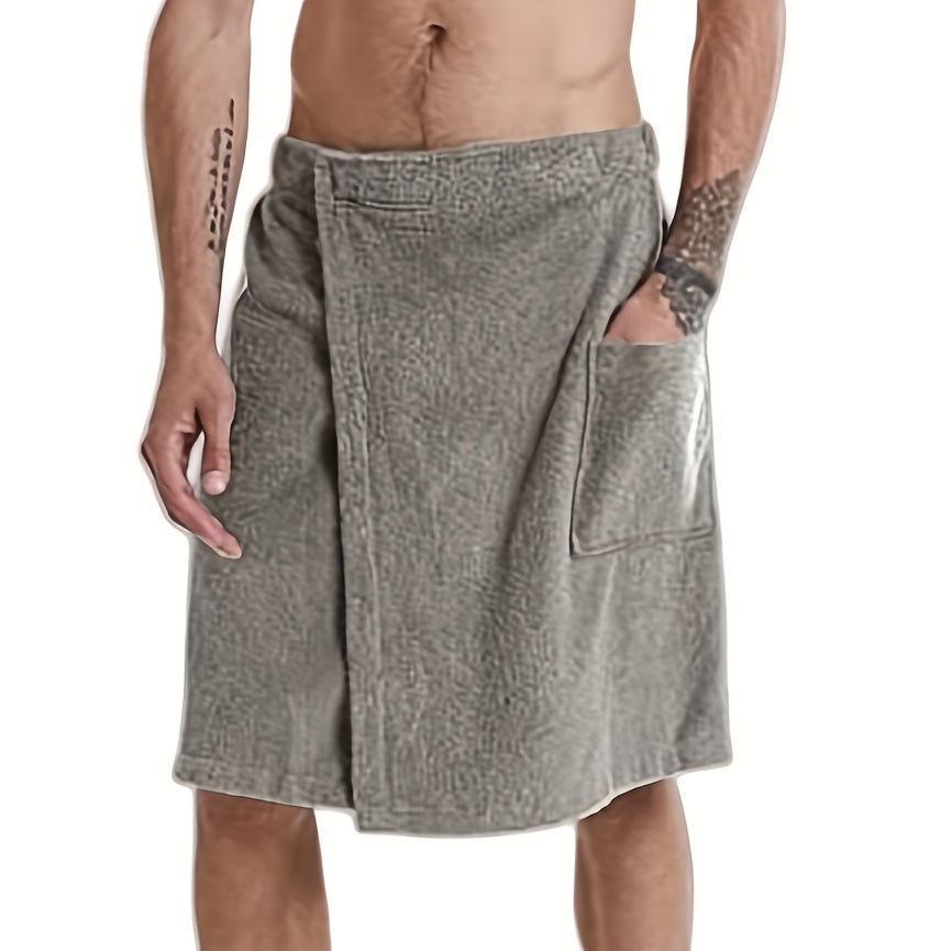 Men's Adjustable Bath Towel with Pockets - Microfiber - Shello's Creative Boutique