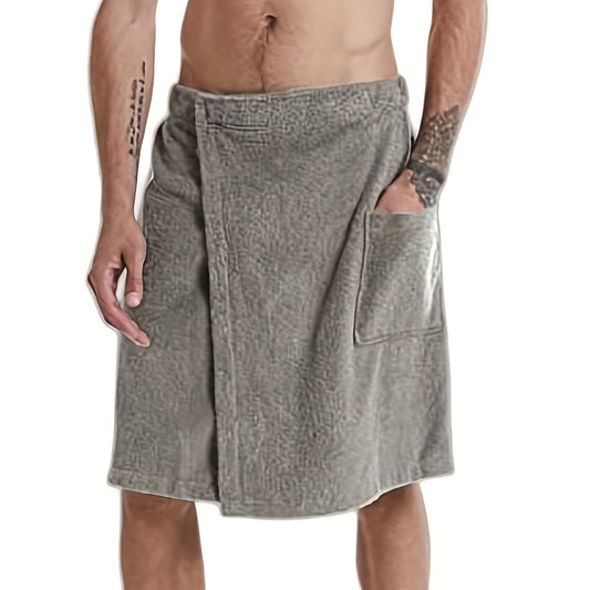 Men's Adjustable Bath Towel with Pockets - Microfiber