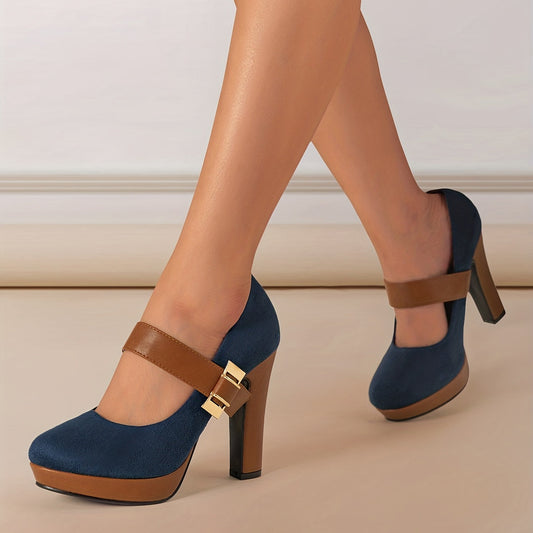 Women’s Retro Mary Jane Platform Pumps – Block Heel, Round Toe Elegance for Spring Shello's Creative Boutique