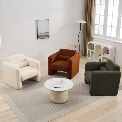 Modern style chair with Sheepskin Sherpa fabric soft cushion, armchair, soft with backrest and pillow - Shello's Creative Boutique