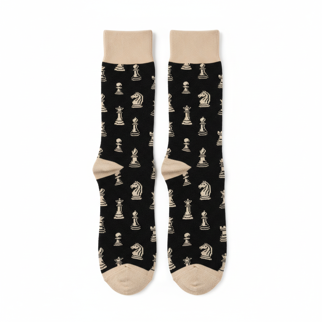 Chess Socks Flat Lay