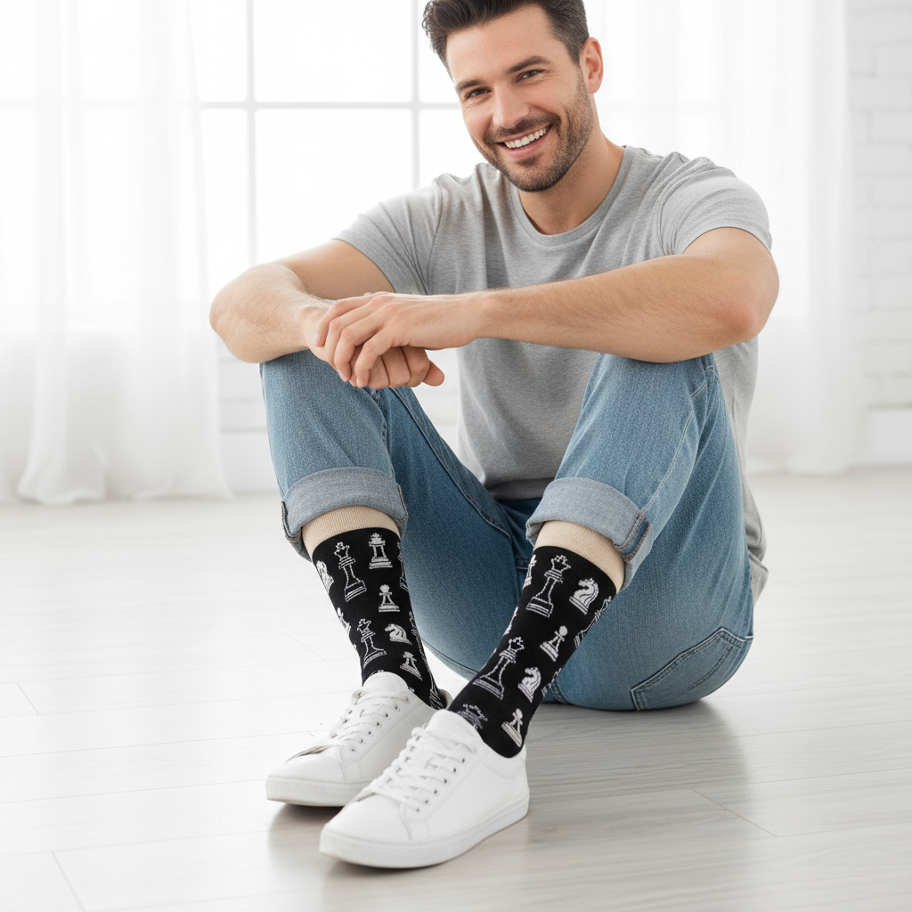 Chess Socks Worn