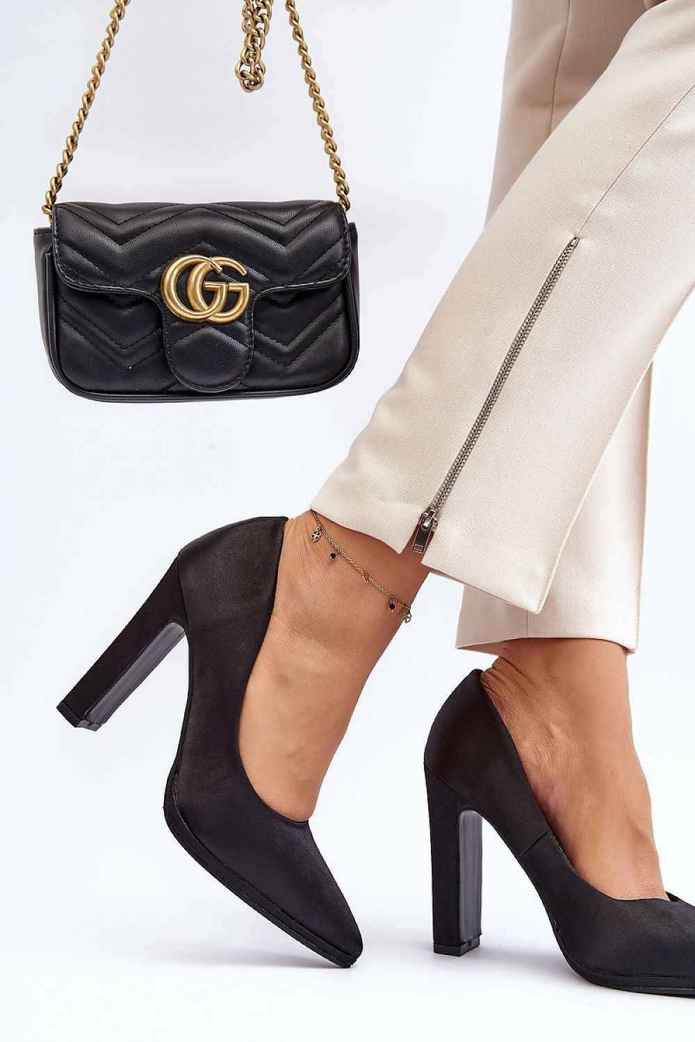 Block Heel Pumps 11cm | Satin-Effect Evening Shoes UK