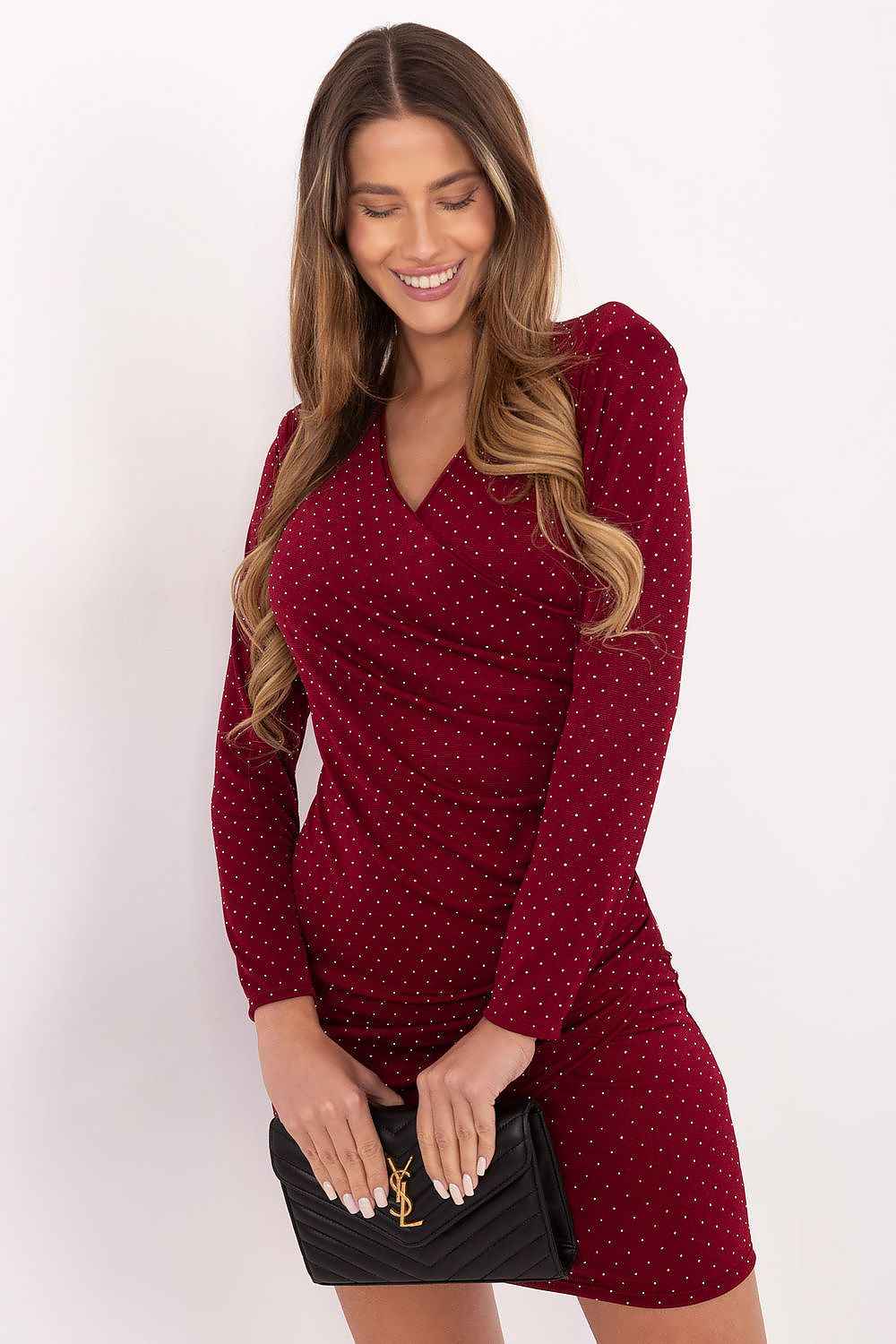 Glamorous Red Sparkle Mini Dress - Long Sleeve Party Dress | Italy Moda