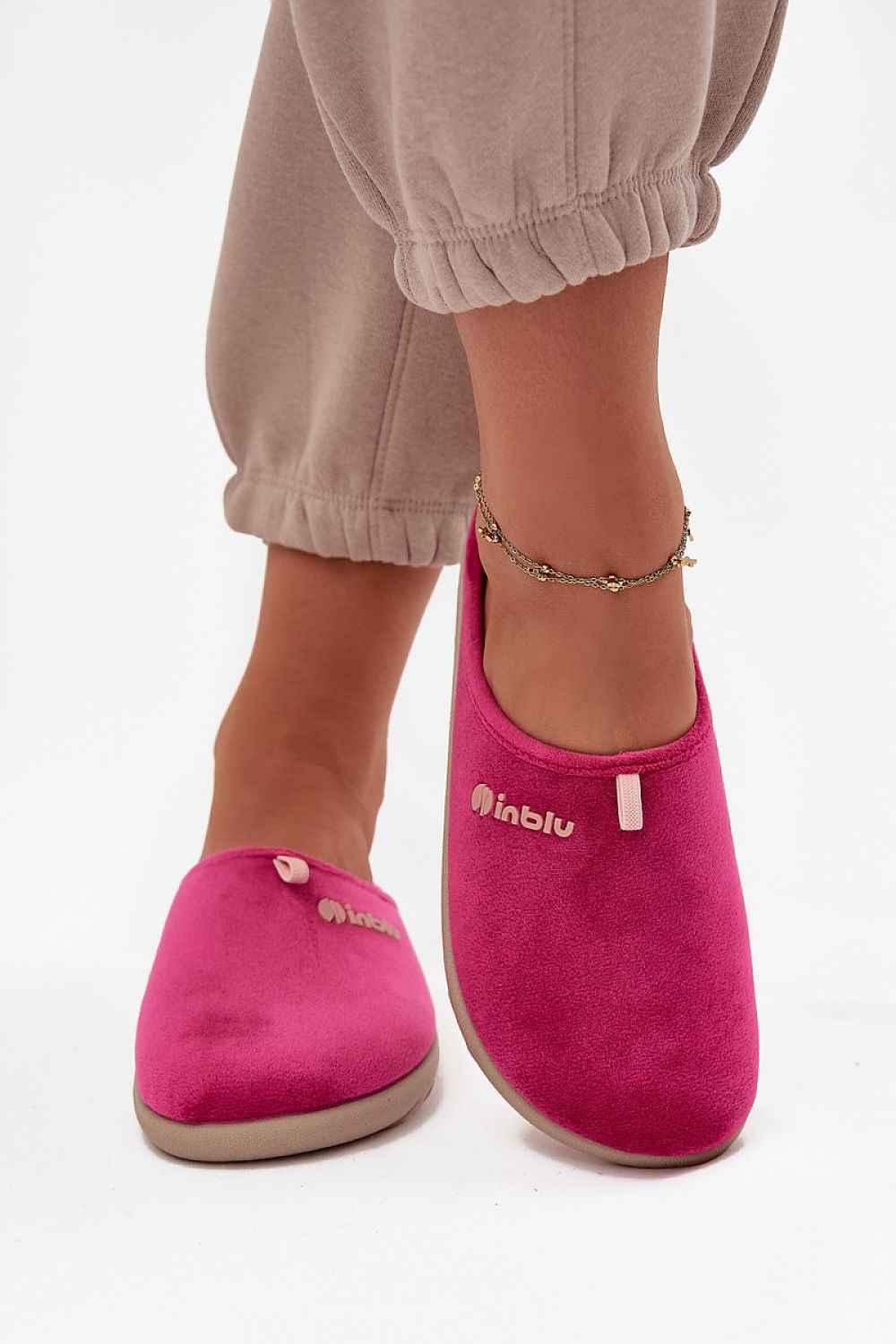 Comfortable Pink Fabric Slippers - Soft Closed-Toe House Slippers | Inblu