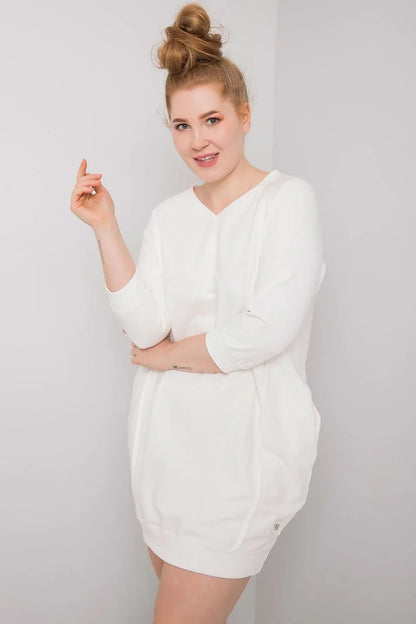 Plus Size Fuchsia Dress with Pockets - 3/4 Sleeve Cotton Dress - Shello's Creative Boutique