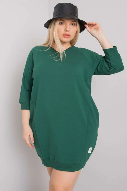 Plus Size Fuchsia Dress with Pockets - 3/4 Sleeve Cotton Dress - Shello's Creative Boutique