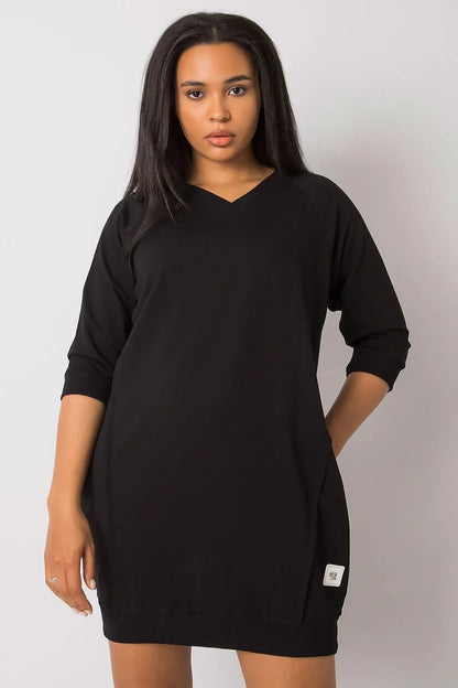 Plus Size Fuchsia Dress with Pockets - 3/4 Sleeve Cotton Dress - Shello's Creative Boutique