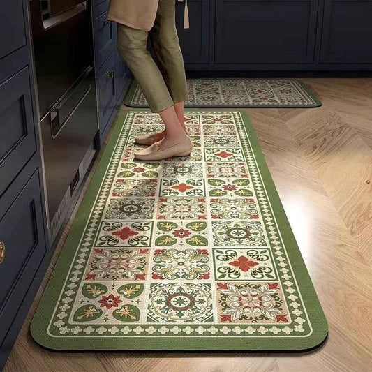 Vintage Kitchen Floor Mat - Crystal Velvet Water Absorbent Non-Slip Rug - Shello's Creative Boutique